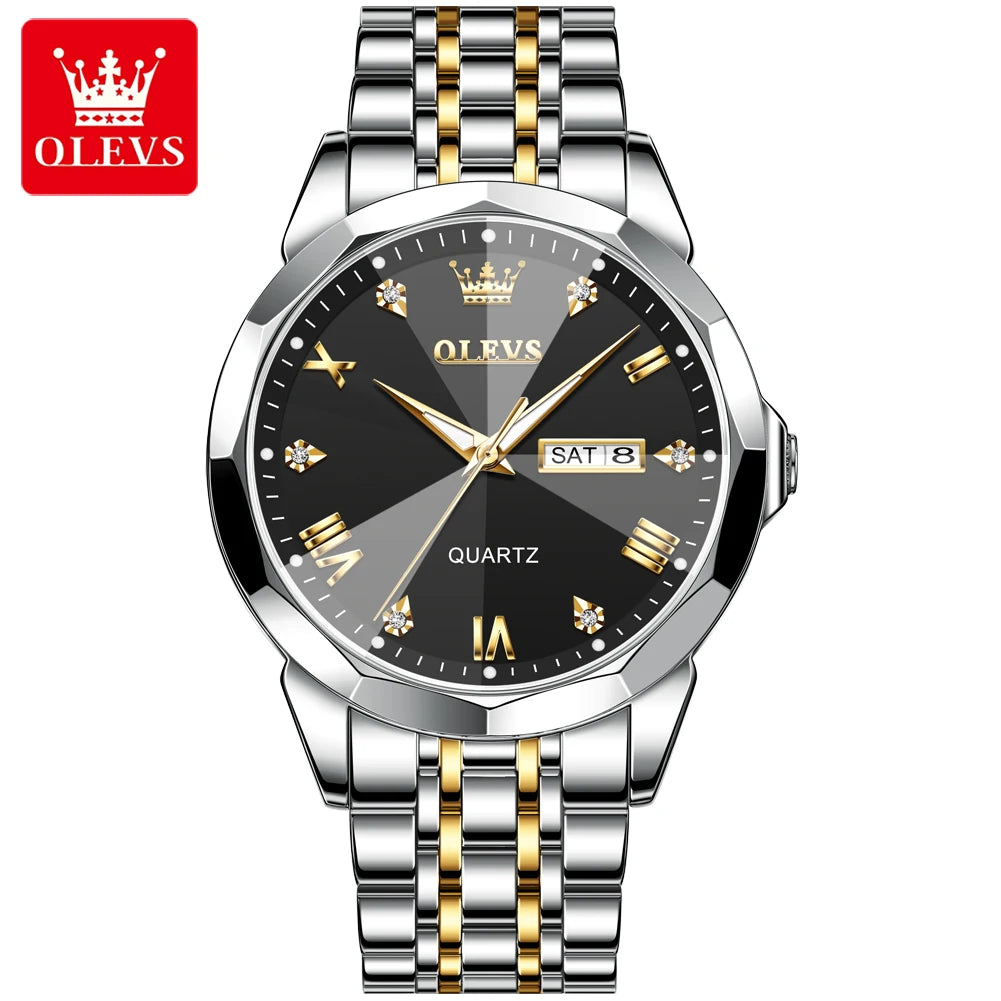 Hot OLEVS 9931 Men's Watches Rhombus Mirror Original Quartz Watch for Man Waterproof Luminous Stainless Steel Smartwatch Male