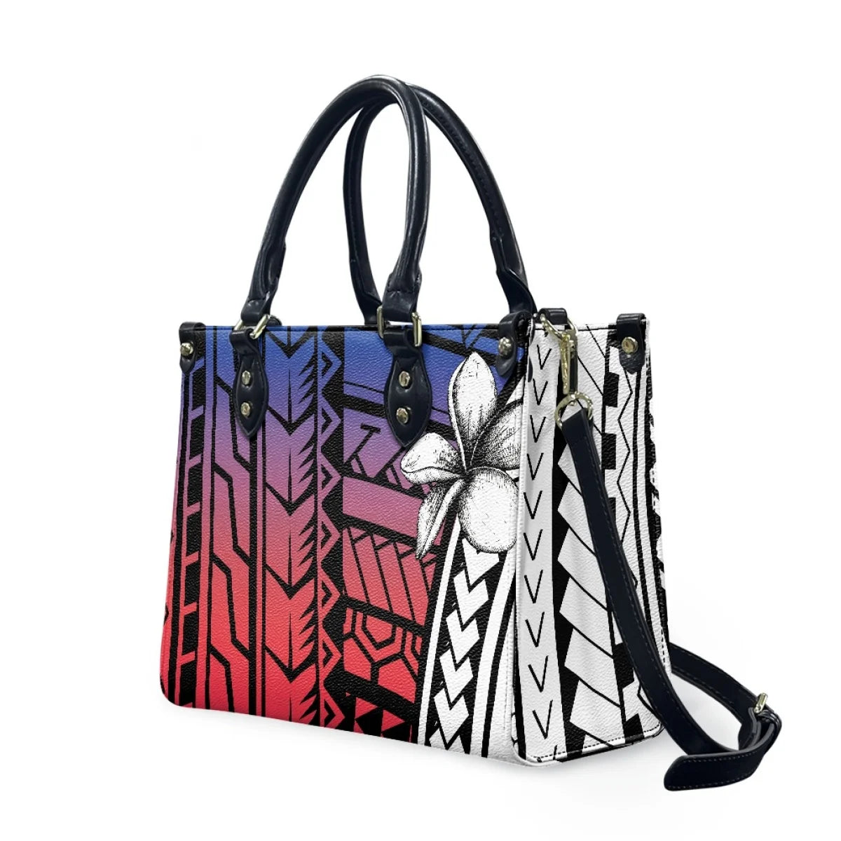 Black and White Tribal Polynesian Printed Bags Women Handbags Ladies Luxury Women Shoulder Bags High Quality Pu Leather Handbag