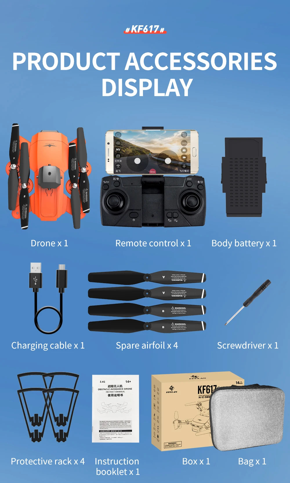 XUEREN KFPLAN KF617 Drone Mini Foldable Quadcopter 4K Dual Camera WIFI FPV Height Hold RC Quadcopter Drones Remote Control Toys