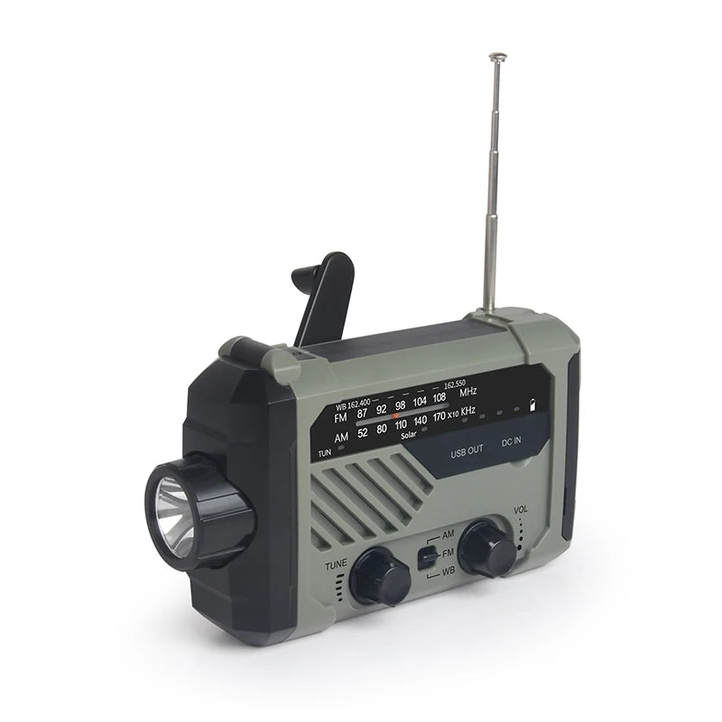 Factory Wholesale Solar Power Bank 2000Mah Emergency Crank Radio With Flashlight