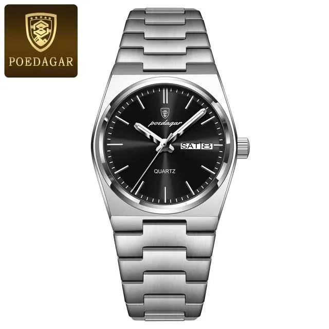 POEDAGAR 786 Date Week Stainless Steel Women's Watches Luxury Watch Woman Ladies Elegant Quartz Watch Waterproof Luminous Clock