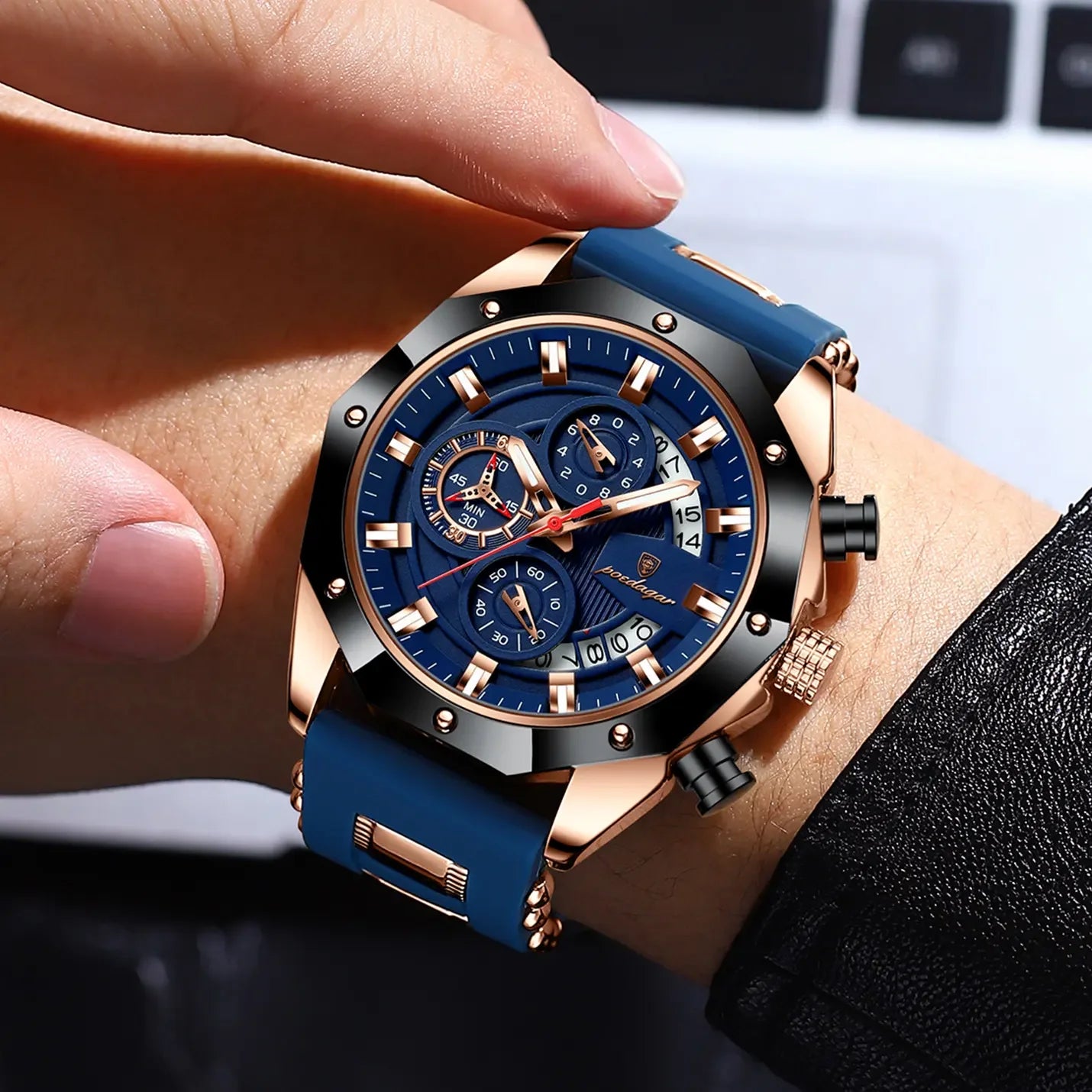 POEDAGAR 913  New Men's Watches Silicone Strap Quartz Luxury Fashion Waterproof Luminous Sport Business Wristwatch