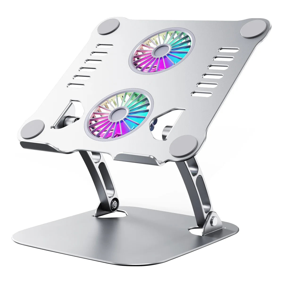 Wholesale Dual Fan Aluminum Alloy Ergonomic  Laptop Stands with Fan Adjustable Foldable Portable  Metal Tablet Cooling Stand