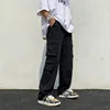 ANSZKTN Cargo Pants Men's Casual Pants Summer High Street Loose Retro Black Drawstring Tie Foot Pants
