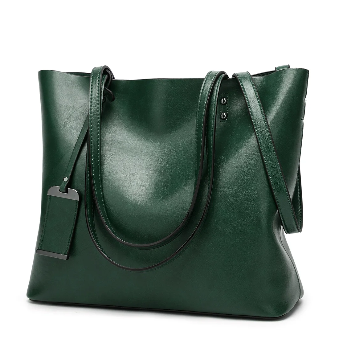 Quality Fashionable Large Capacity Women's Bags Retro Handbags Oil Leather Rivet Bags Female Bags Faux Leather 1 Piece Per Color