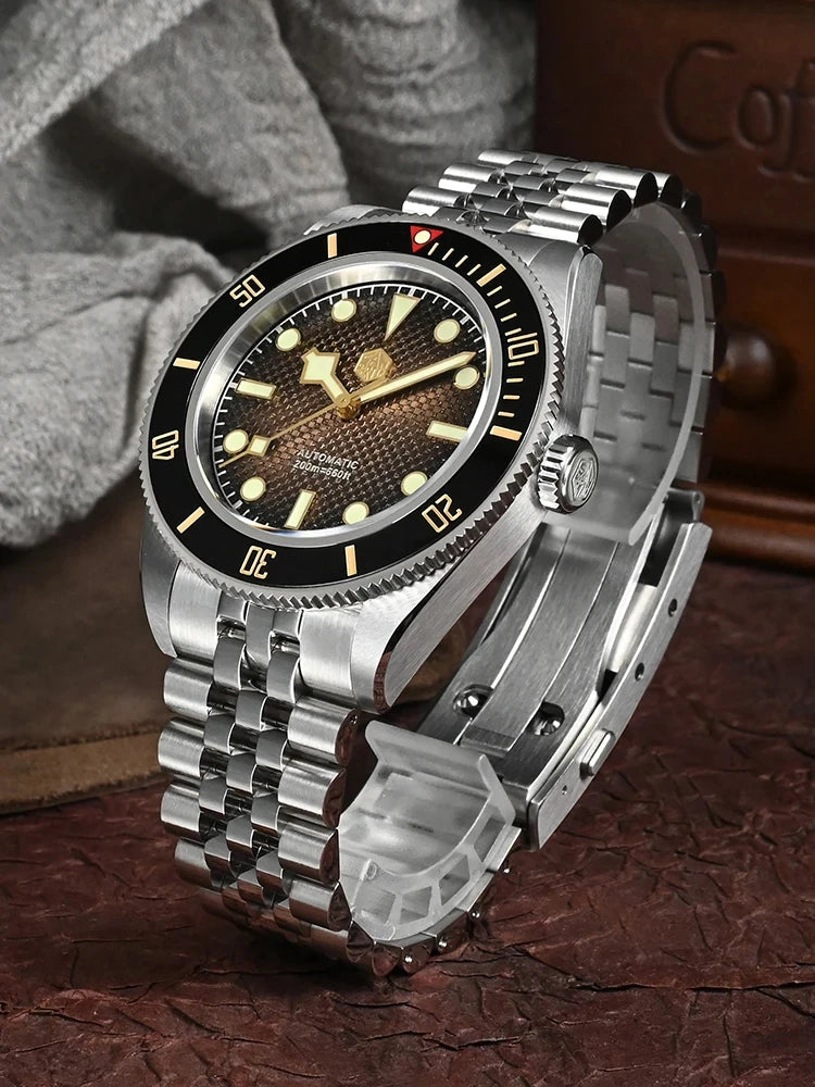 San Martin SN0128 3D Waffle Dial New 40mm Dive Watch NH35 Men's Watches Automatic Mechanical Sapphire Waterproof 200m Luminous