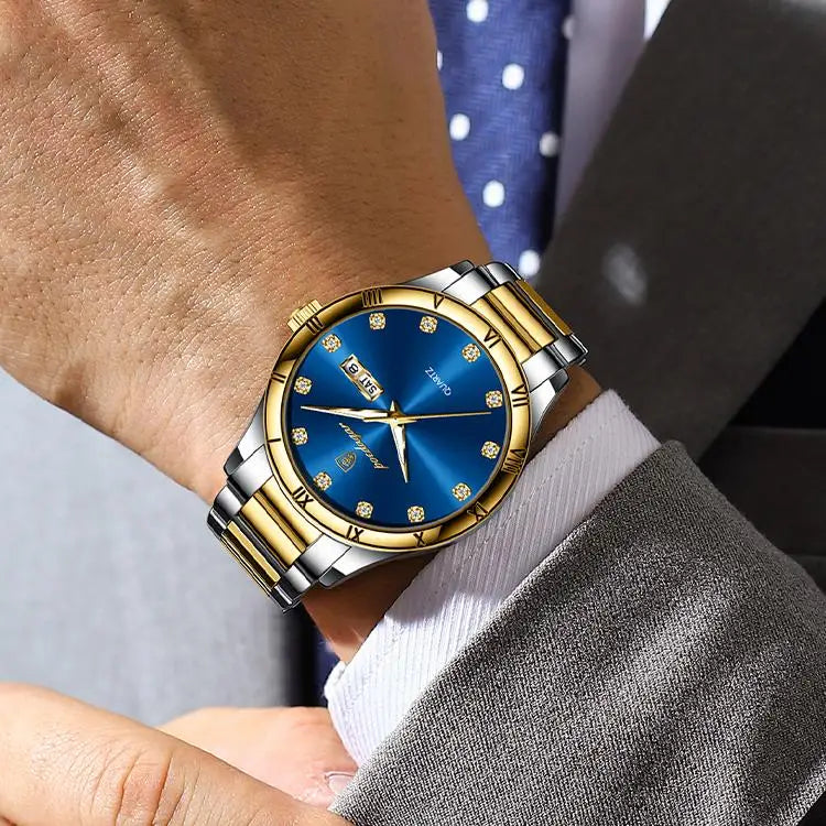 POEDAGAR 878 Luminous Hands Original Man Watch Luxury Men Wristwatch Waterproof Stainless Steel Belt Sports Quartz Men's Watches