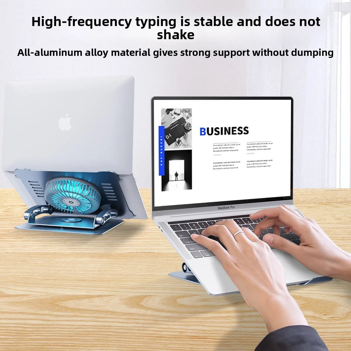 Adjustable Aluminum Laptop Stand With Cooling Fan 360 Rotation Foldable Ergonomic Laptop Holder for Office Business Gift OEM ODM