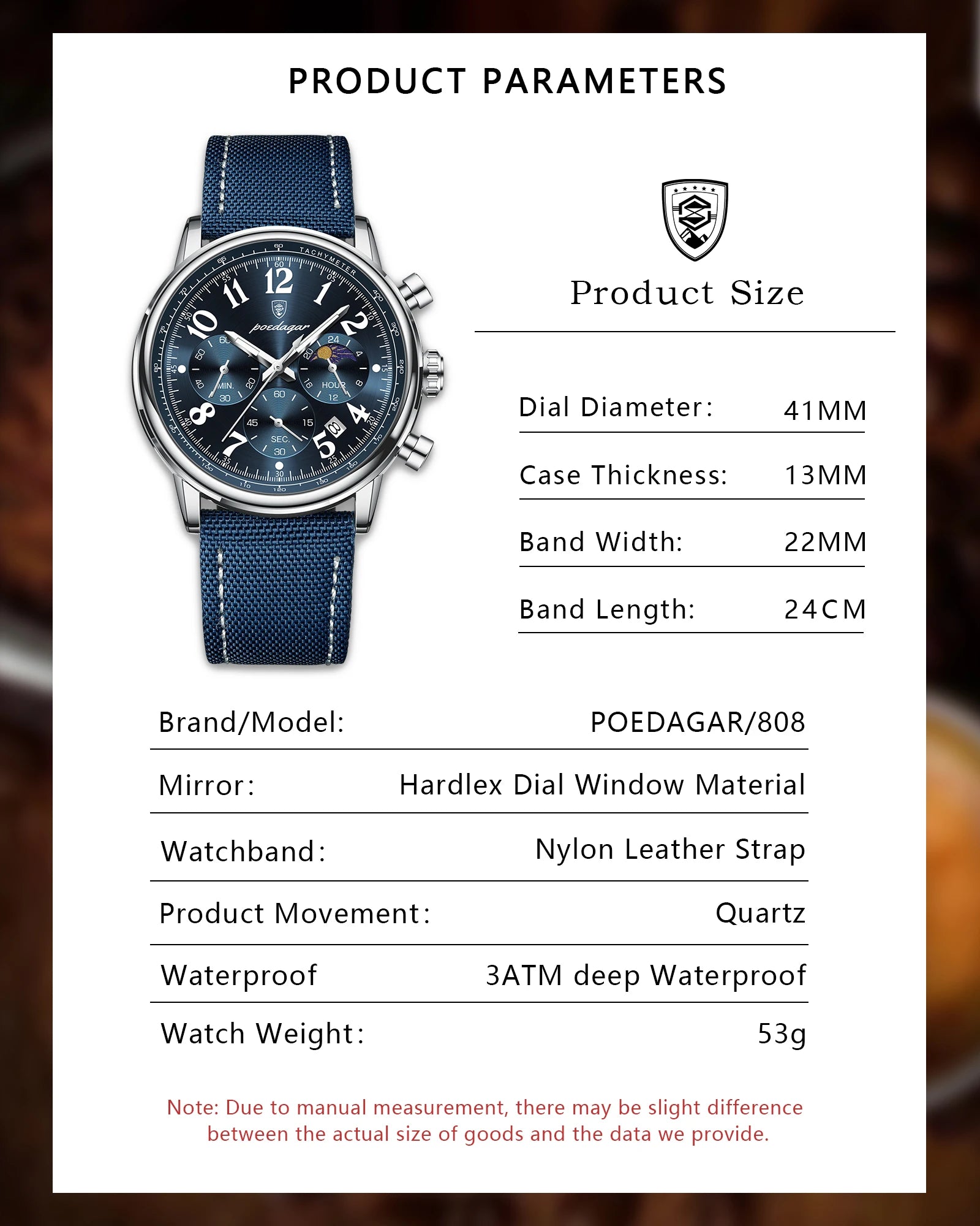 POEDAGAR Men's  Watches 808 Leather Creative Watches Men Wrist Hot Sale Luxury Creative Men Watch Movement  Montre Homme