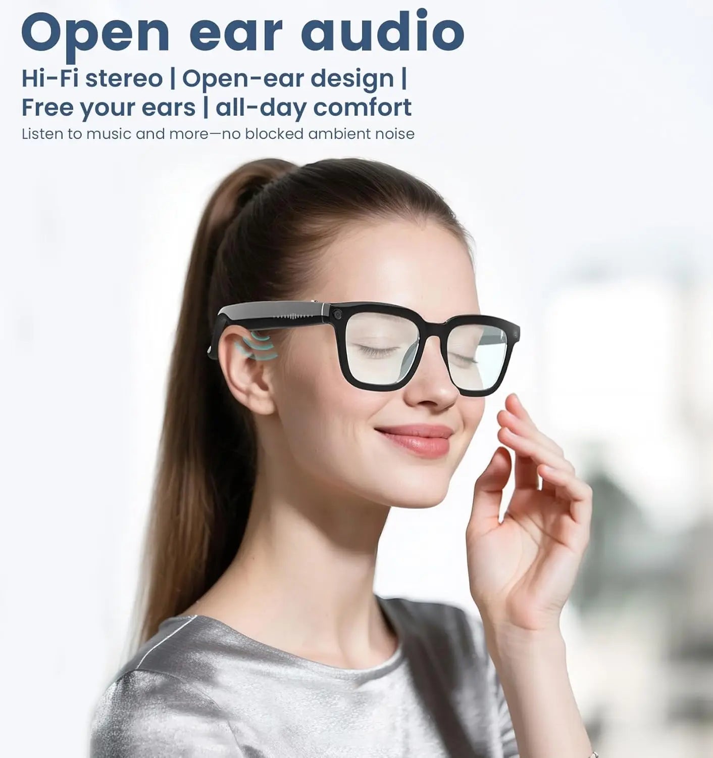 Wireless BT Smart Glasses JS-01Pro 2K Camera with ENC Noise Reduction Supports Real-Time AI Smart & HD Recording