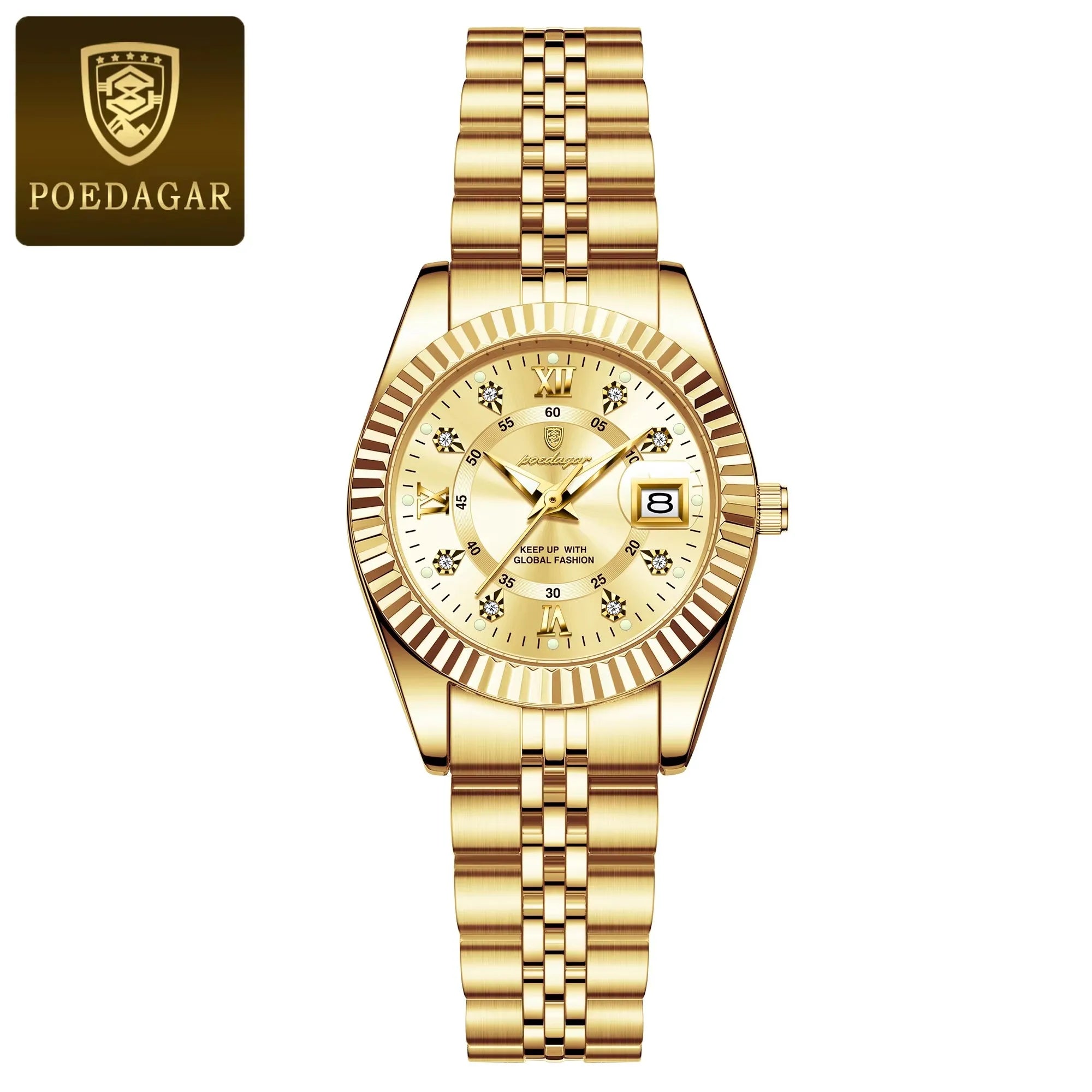 POEDAGAR 780 Luxury Elegant Watch for Women Waterproof Luminous Date Ladies Watch Stainless Steel Quartz Women's Watches Girls