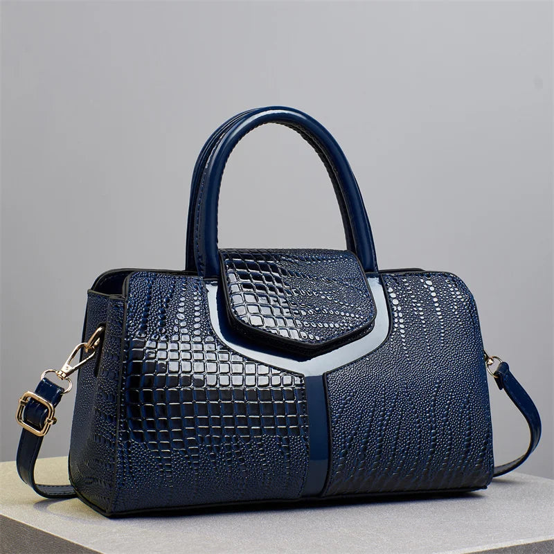 New Versatile Large Purses Fashionable Leather Crocodile Retro Simple Elegant and Elegant Women Handbags