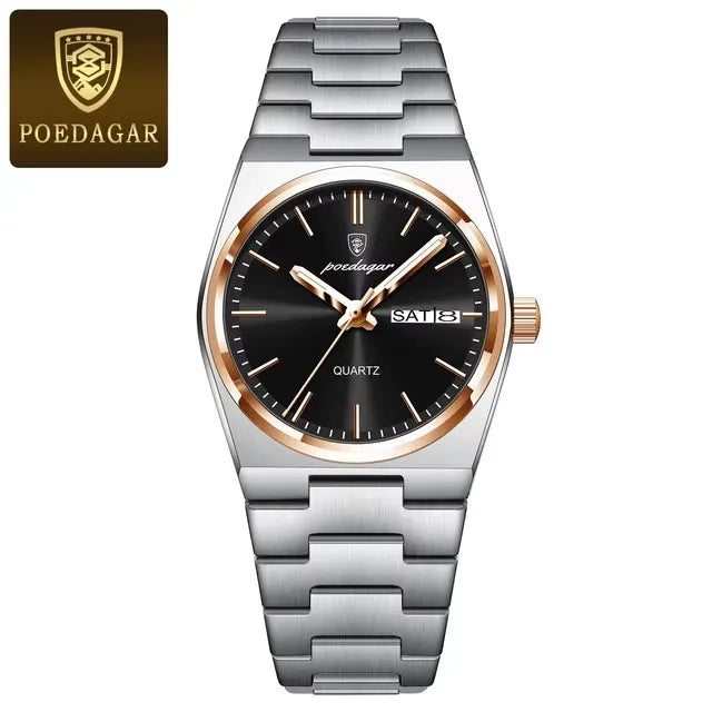 POEDAGAR 786 Luxury Watch Woman Ladies Elegant Quartz Watch Waterproof Luminous Date Week Stainless Steel Women's Watches Clock