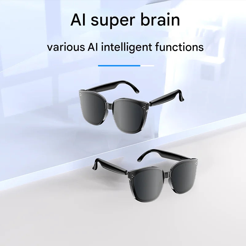 HY1008 Smart Bone Conduction Glasses with AI Assistant Touch Control Wired Charging for Calls Music AI Functions-Comfortable Fit