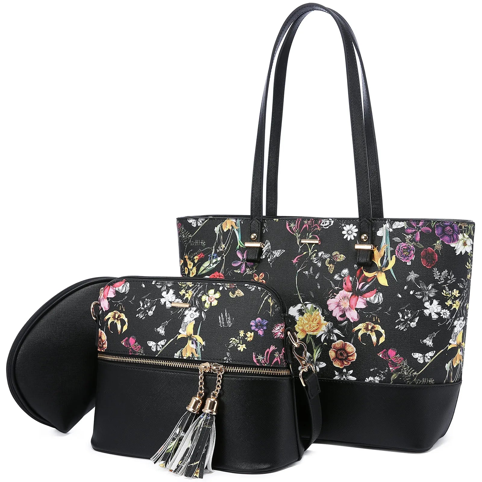 LOVEVOOK Wholesale Boutiques Luxury High Quality PU Material 3 Pieces Handbag Sets Shoulder Bag Wallet Ladies Women Handbags
