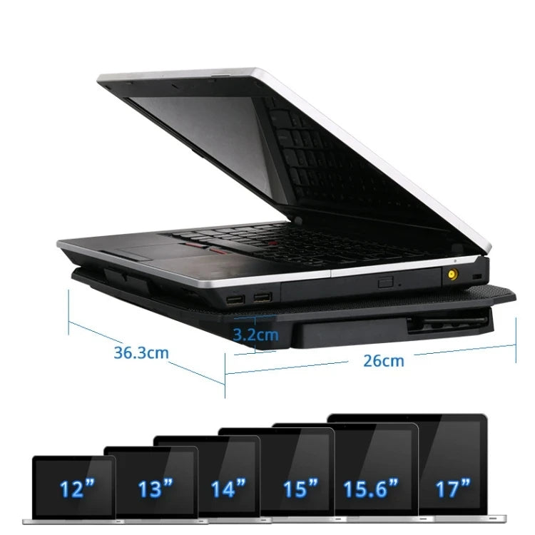ICE COOREL New Arrival Portable Laptop Cooling Pad Folding Notebook Cooler Stand 2 Fans Aluminum Heatsink USB Power Interface
