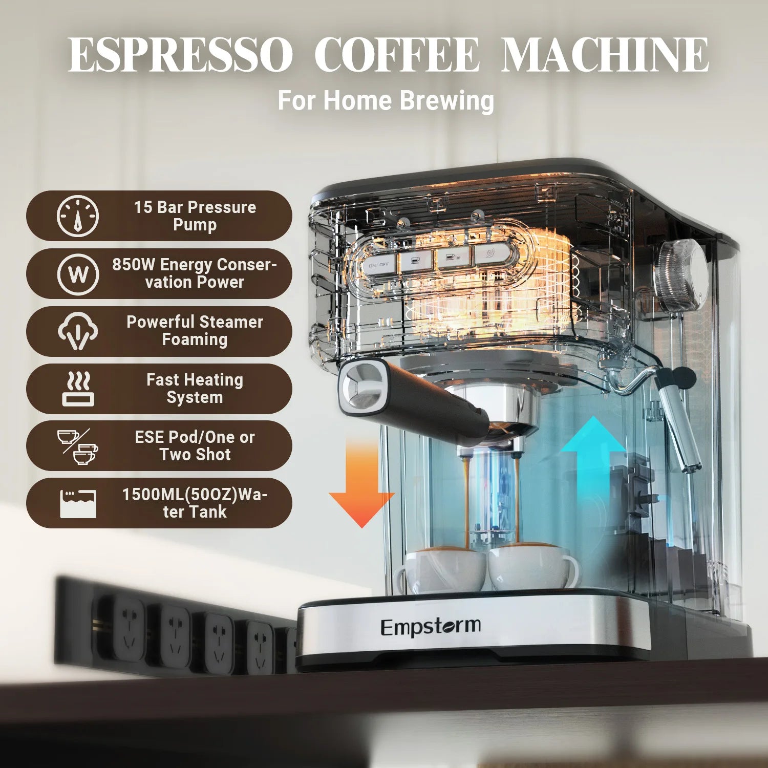 Customized Professional Office Home Low Noise Semi-Automatic Coffee Maker Manual Espresso Machine