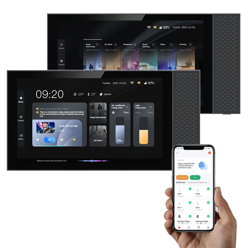 New 8'' Inch Tuya HD LCD Touch Control Android Smart Home Gateway Panel with 2 Gang Relays and 2 Speakers Music Center Panel