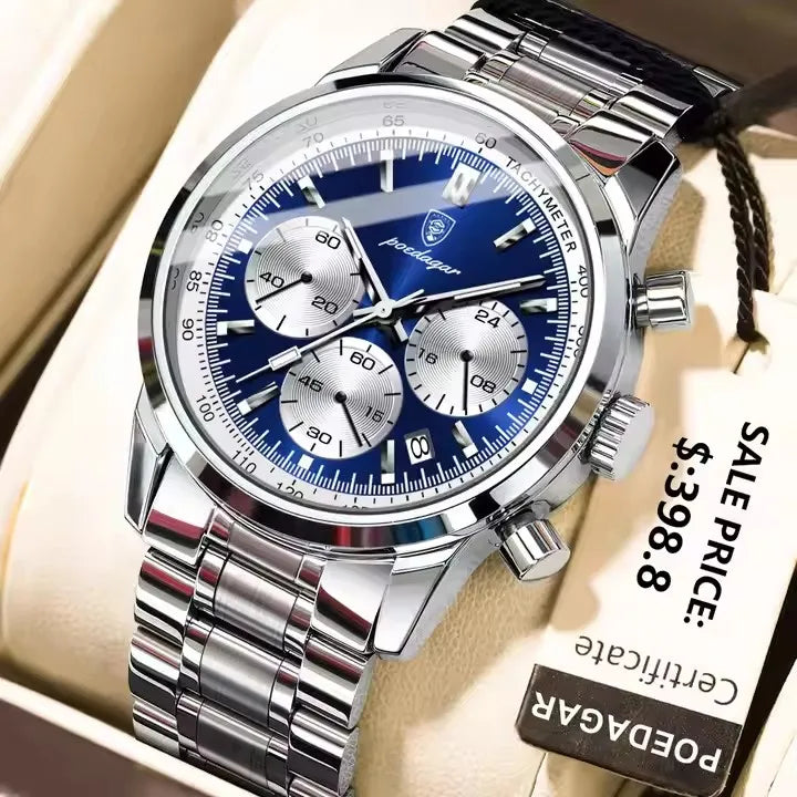 POEDAGAR Luxury Sports Watch for Man Waterproof Luminous Date Chronograph Men Watch Steel Quartz Men's Watches Clock Reloj 921