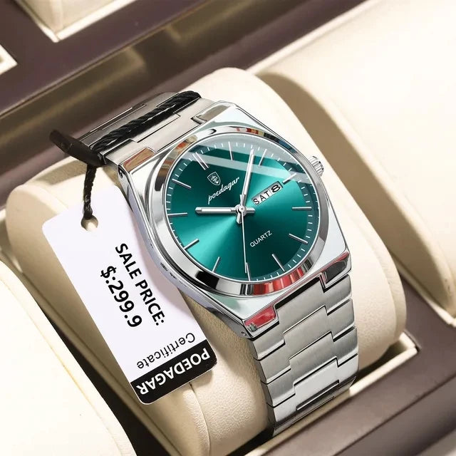 New POEDAGAR Luxury Watch for Men Waterproof Luminous Date Week Stainless Steel Quartz Watch Casual Men's Watches Male Clock 930