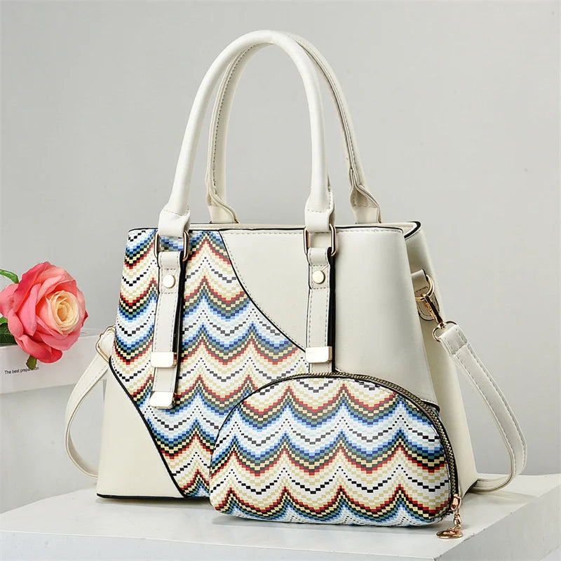 Large Capacity New Patchwork Versatile Fashion Retro Simple Elegant Temperament Bags Women Handbags Lady