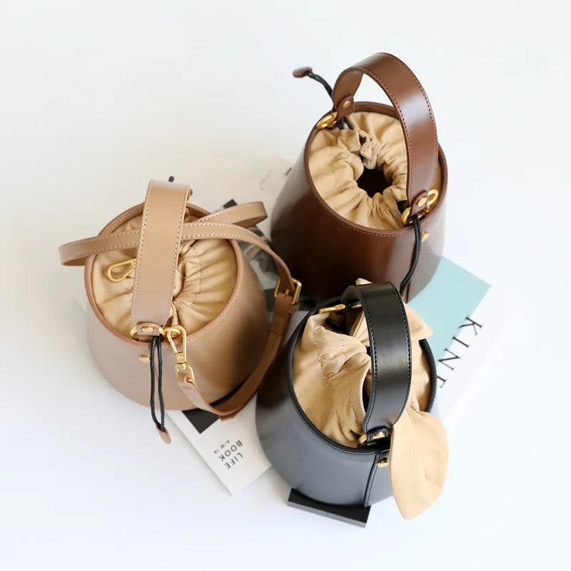Genuine Leather Women Handbags Ladies Designer Bag 2022 Handbags for Women Luxury Mini Bucket Bag
