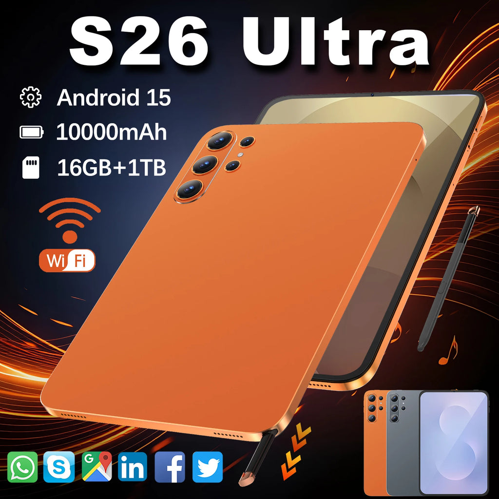 Imaging Flagship S26 Ultra Android 15 Tablet 16MP Front 32MP Rear Camera 10.1" 2.5K IPS Screen Snapdragon 8 Gen4 16GB+1TB PC