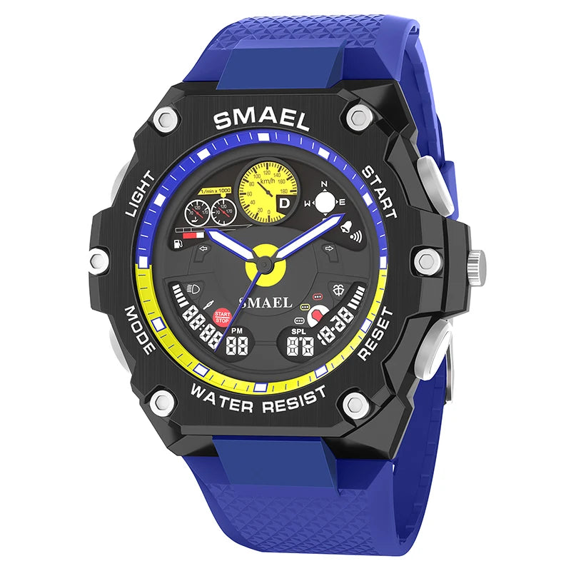 SMAEL 8092 New Design Trending Dual Time Sport Watch Analog Digital Watches for Men Alarm Luminous Calendar for Men's Watches