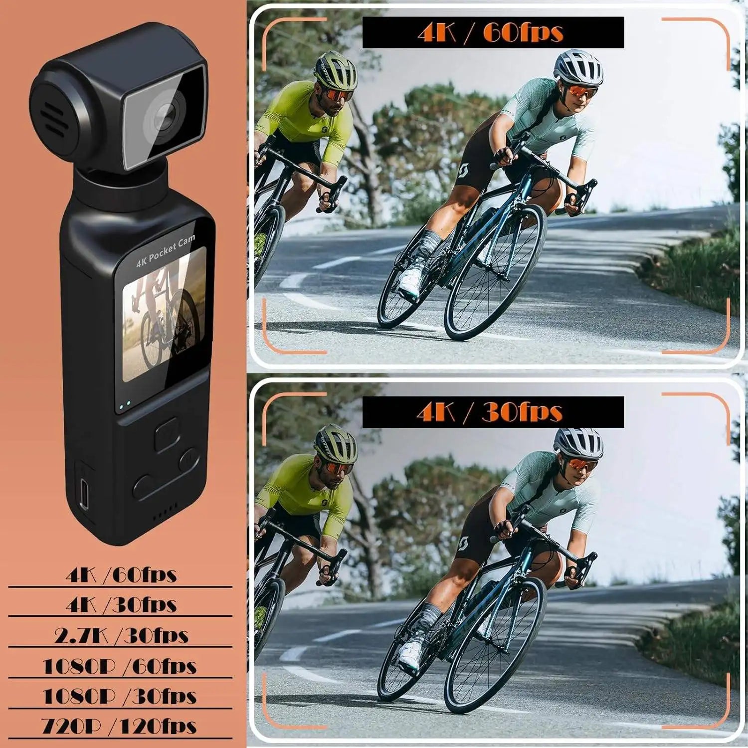 4K Sport Action Camera Built-in Memory Lightweight Screen Rotate 170° Rotation Camera Wifi Connectivity CMOS Imaging