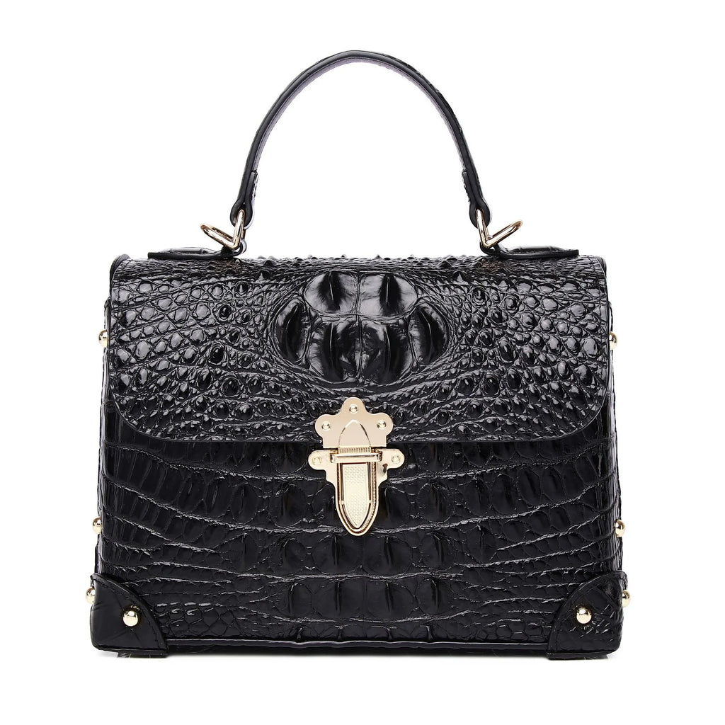 New Superior Cowhide Genuine Leather Women Handbags Embossed Crocodile pattern Fashion Luxury Leather tote Bag for women