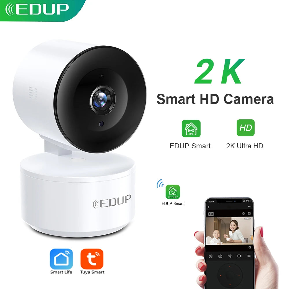 EDUP Smart Camera 2K HD WiFi Night Vision IP Camera AI Tracking Baby Security Monitor 4K Network Wifi Camera