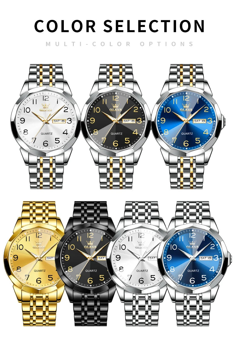 OLEVS 9970 Hot Waterproof Men's Watches Digital Quartz Watch for Man Luminous Stainless Steel Wristwatch Male Date Week