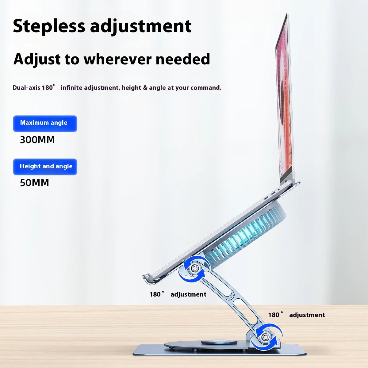 360-Degree Rotating Laptop Stand Adjustable Foldable Aluminum Alloy Desktop Fan Cool Metal Tablet PC Stands for Office School