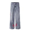 Men Striped Cargo Blue Jeans Men's  Fashion Loose Designer Straight Leg Casual Pants Stone Wash Wide-leg Jeans for Men
