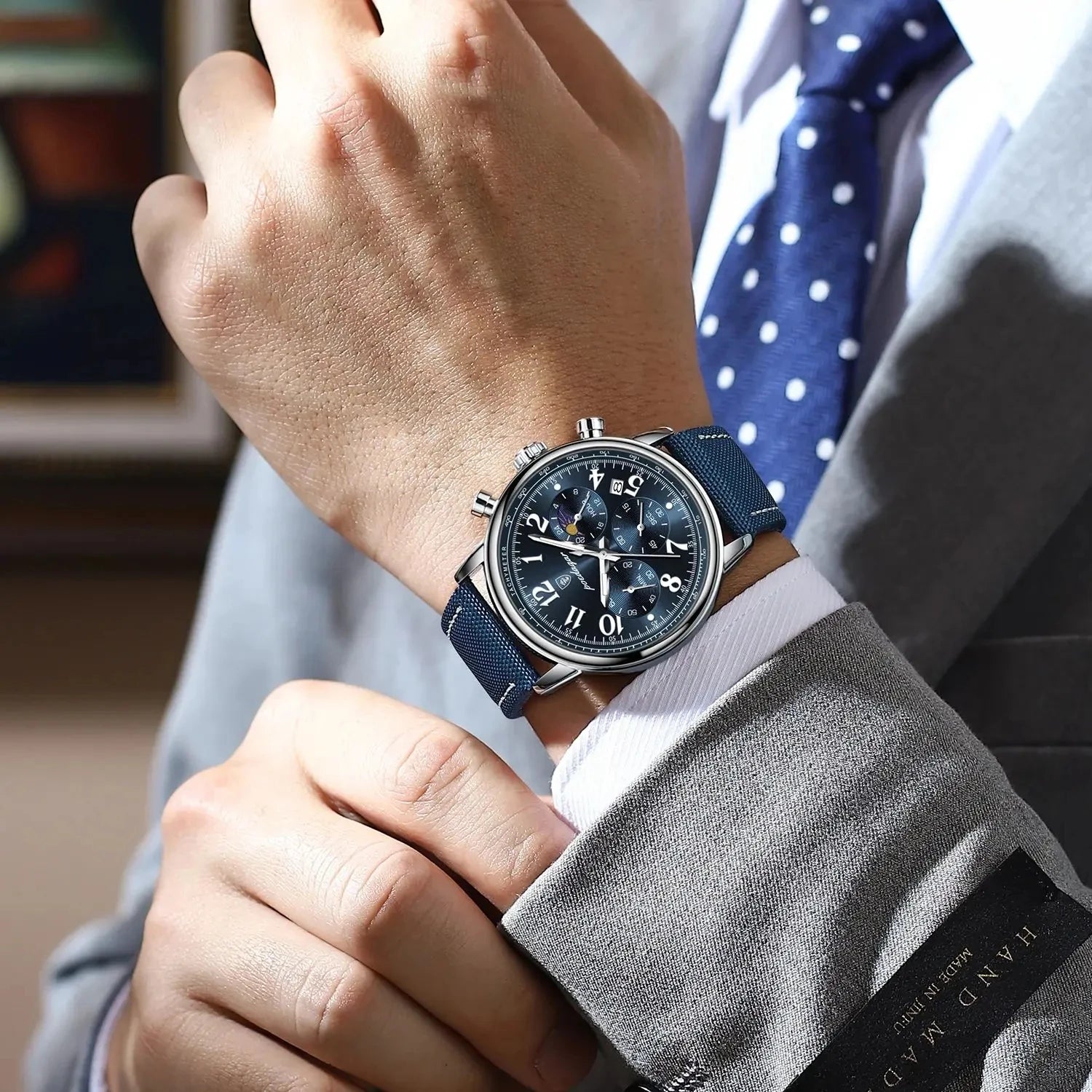 2026 New POEDAGAR 808 Luxury Men Clock Waterproof Luminous Chronograph Men's Watches Quartz Nylon Leather Sports Watches for Men