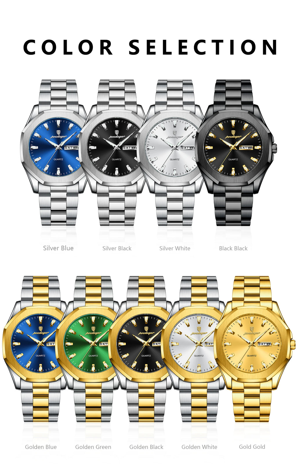 POEDAGAR Watch for Men 875 New High Quality Sport Quartz Men's Watches Waterproof Steel Jewelry Wristwatches Reloj Montre Gift