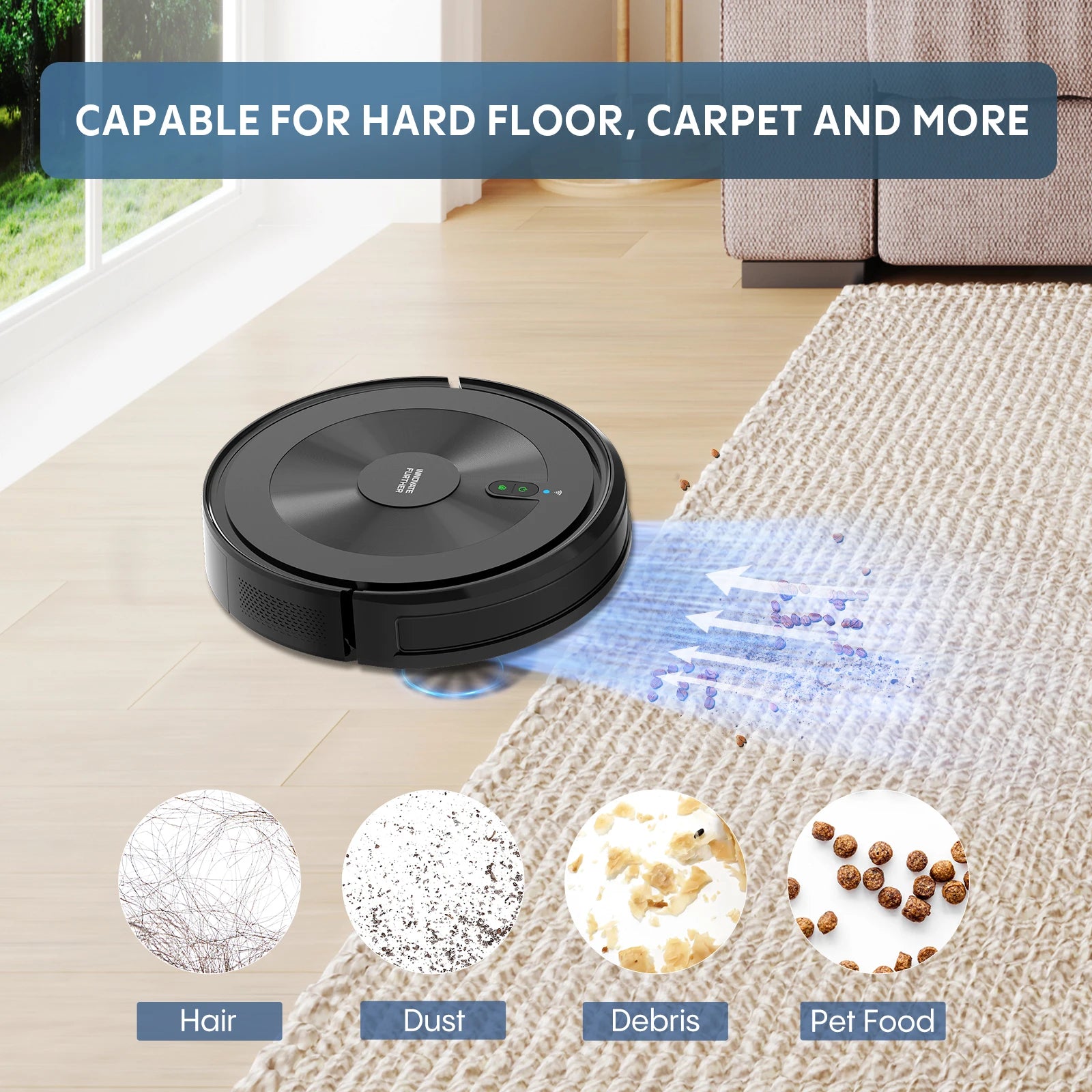 Bagotte Custom Logo Tuya APP Smart Home Robot Vacuum Cleaner Rechargeable with Battery Power for Household Use