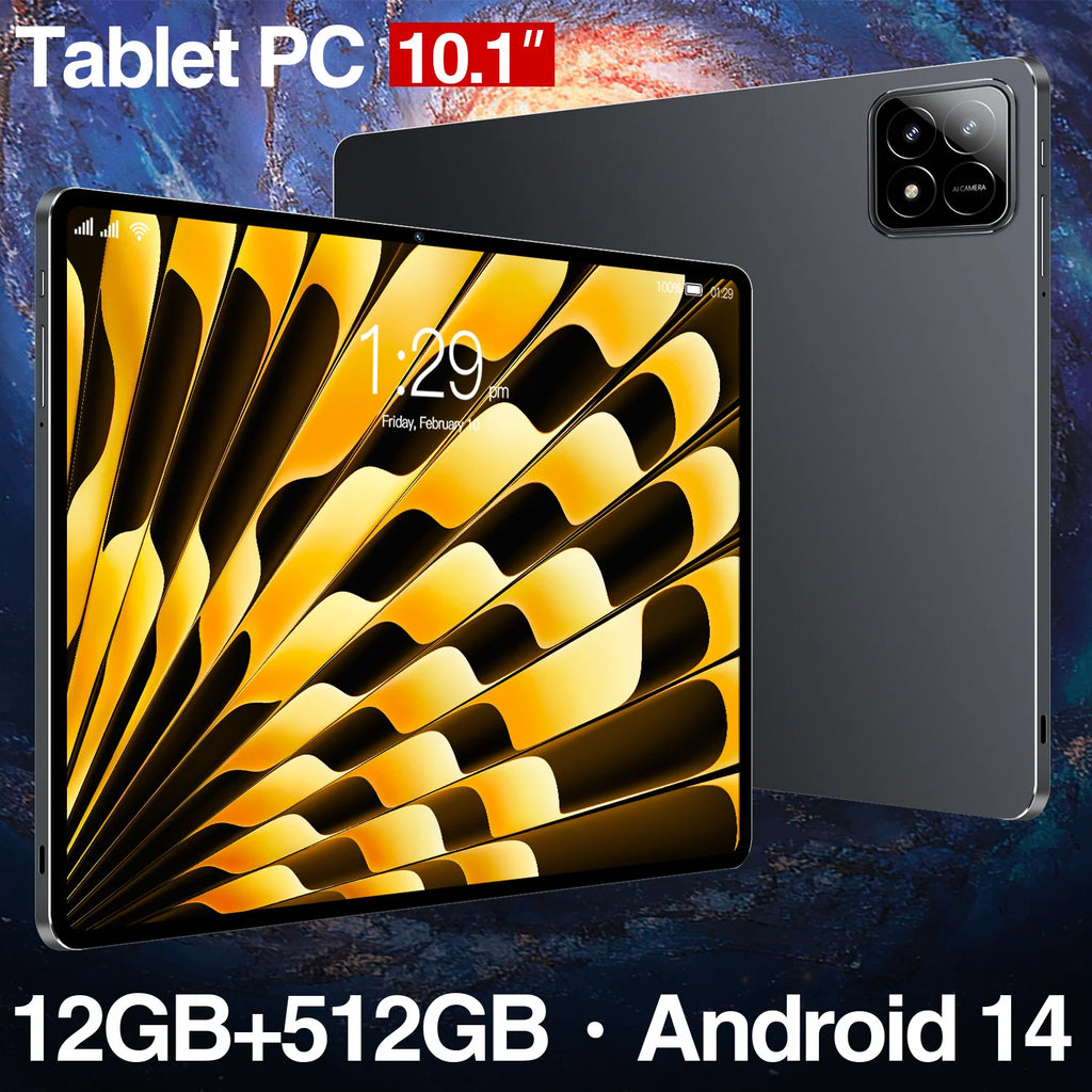 Pad6S 10.1-Inch Quad Core Android Tablet PC with 4G Network 12GB Memory Capacitive Front Phone HD Display Resolution