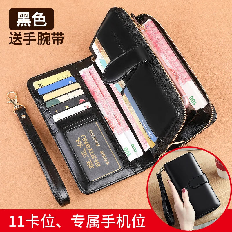 2023 New Women's Wallet Long Multiple Card Position Ladies Handbag Fashion Simple Genuine Leather Women's Bags Thin BYN-8133