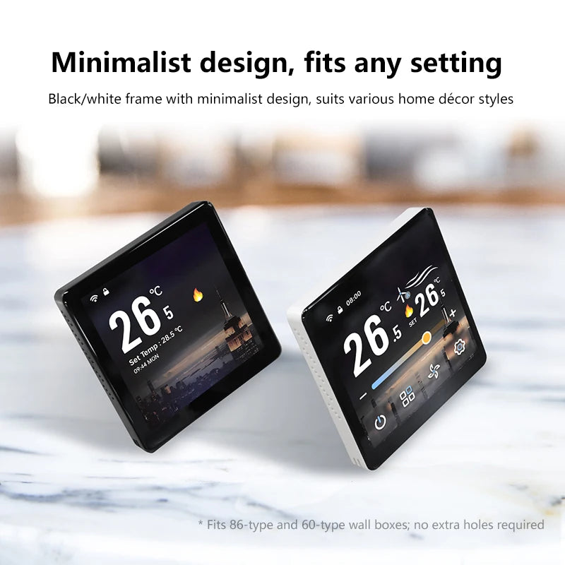 2025 4 Inch Smart Home Automation Central air Conditioning Thermostat Fluorine Machine Controller Fan Coil Touch Screen