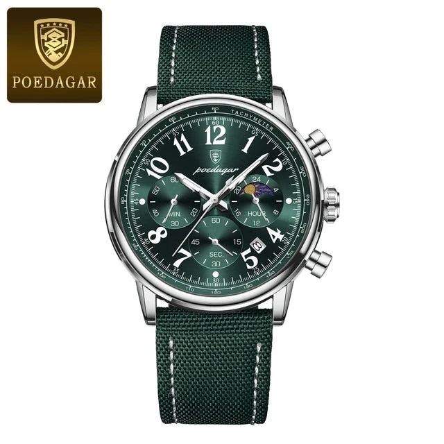 2026 New POEDAGAR 808 Luxury Men Clock Waterproof Luminous Chronograph Men's Watches Quartz Nylon Leather Sports Watches for Men