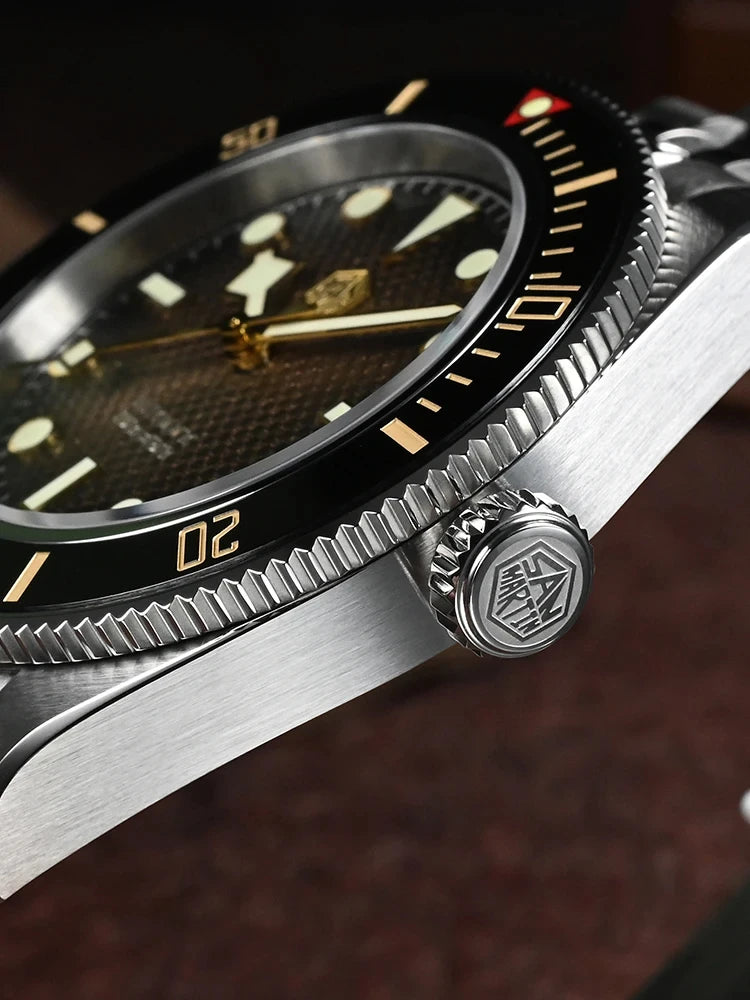 San Martin SN0128 3D Waffle Dial New 40mm Dive Watch NH35 Men's Watches Automatic Mechanical Sapphire Waterproof 200m Luminous
