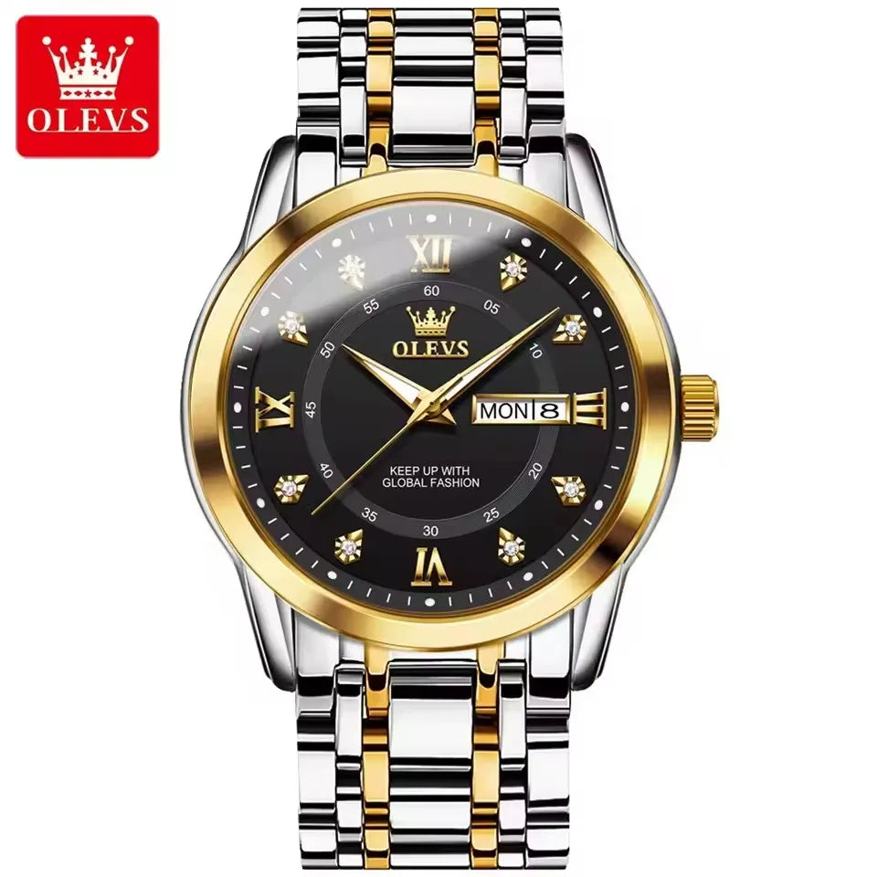 OLEVS 5513 Men's Watches Fashion Gold Hot Quartz Watch for Man Stainless Steel Waterproof Luminous Wrist Watch Date Week