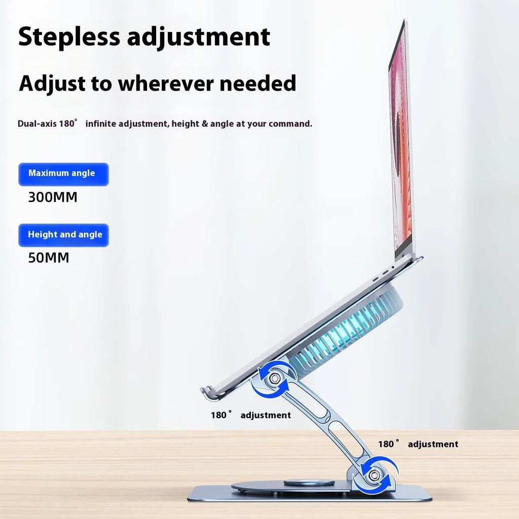 Adjustable Aluminum Laptop Stand With Cooling Fan 360 Rotation Foldable Ergonomic Laptop Holder for Office Business Gift OEM ODM