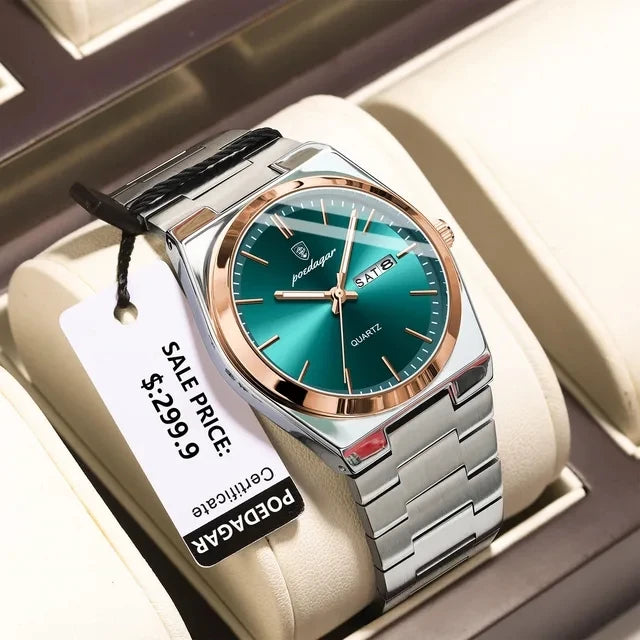 POEDAGAR 930 New Luxury Watch for Men Steel Man Wristwatch Quartz Clock Waterproof Luminous Date Week Men's Watches Reloj