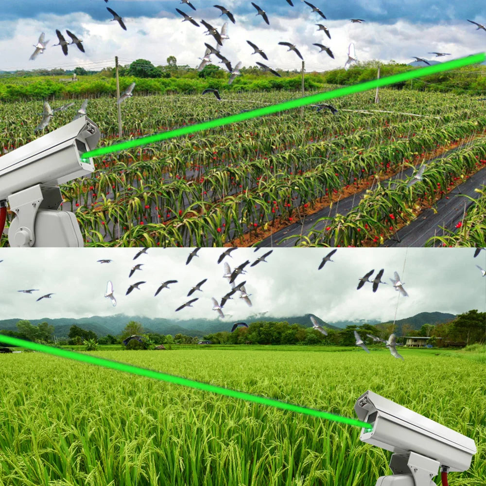 1000mw Green Laser Bird Repellent Device 360 Degree Automatic Smart Bird Control for Outdoor Farm Orchard Airport Pest Control