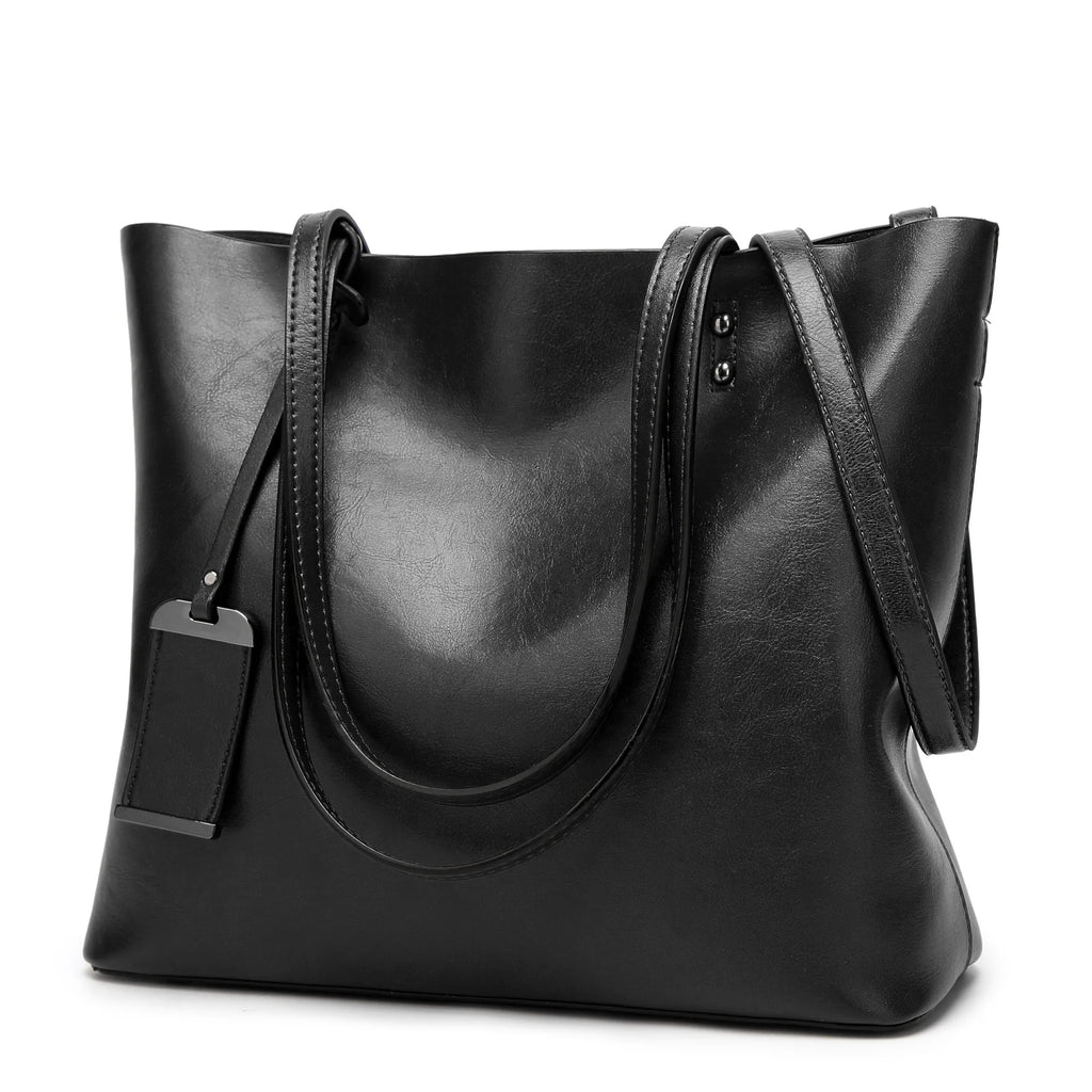 Quality Fashionable Large Capacity Women's Bags Retro Handbags Oil Leather Rivet Bags Female Bags Faux Leather 1 Piece Per Color