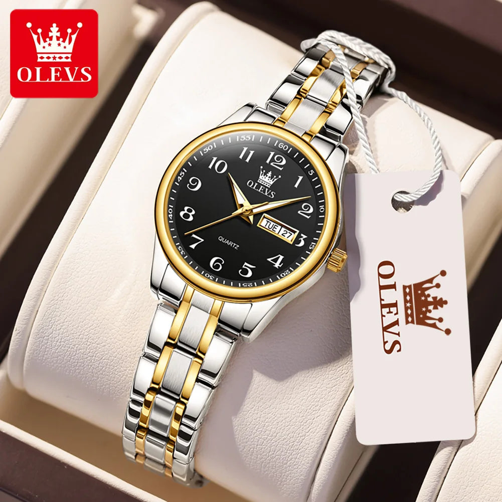 New Olevs 5567 Luxury Fashion Men's Watches Lover's Business and Simple Couple Relojes Watches Women Quartz Watch for Men Ladies