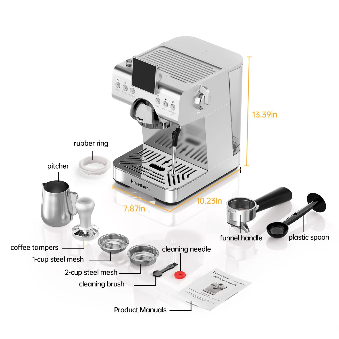 High Quality Aluminum Semi Automatic Coffee Machine Electric Espresso Maker Cold Brew Household & Hotel Use EU/US Stock