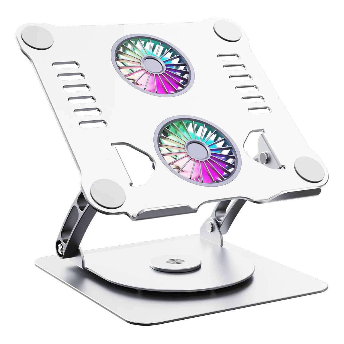 Dual-Fan 360 Rotation Aluminum Adjustable Foldable Ergonomic  Laptop Stand with Cooling Fan Desktop Tablet PC Stands Bulk Order